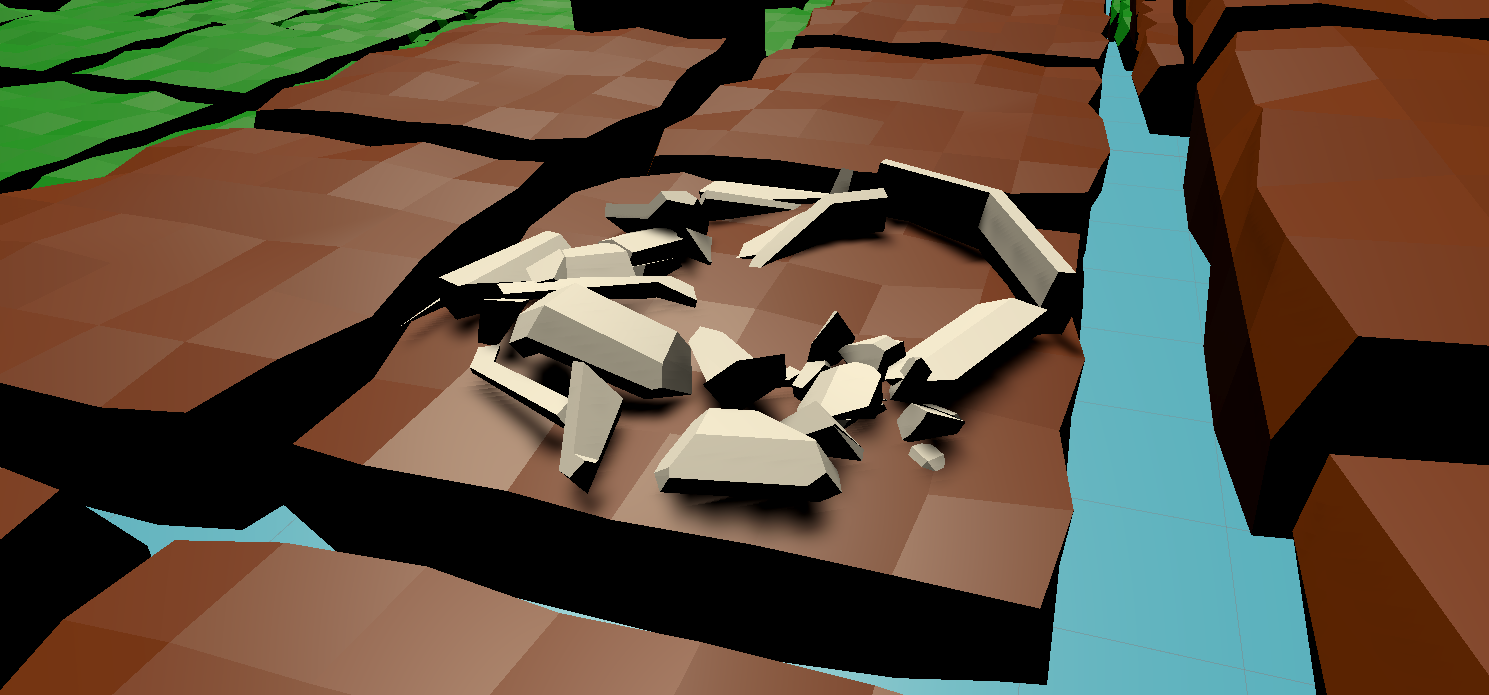 A low poly island view from the original Project 2 prototype.